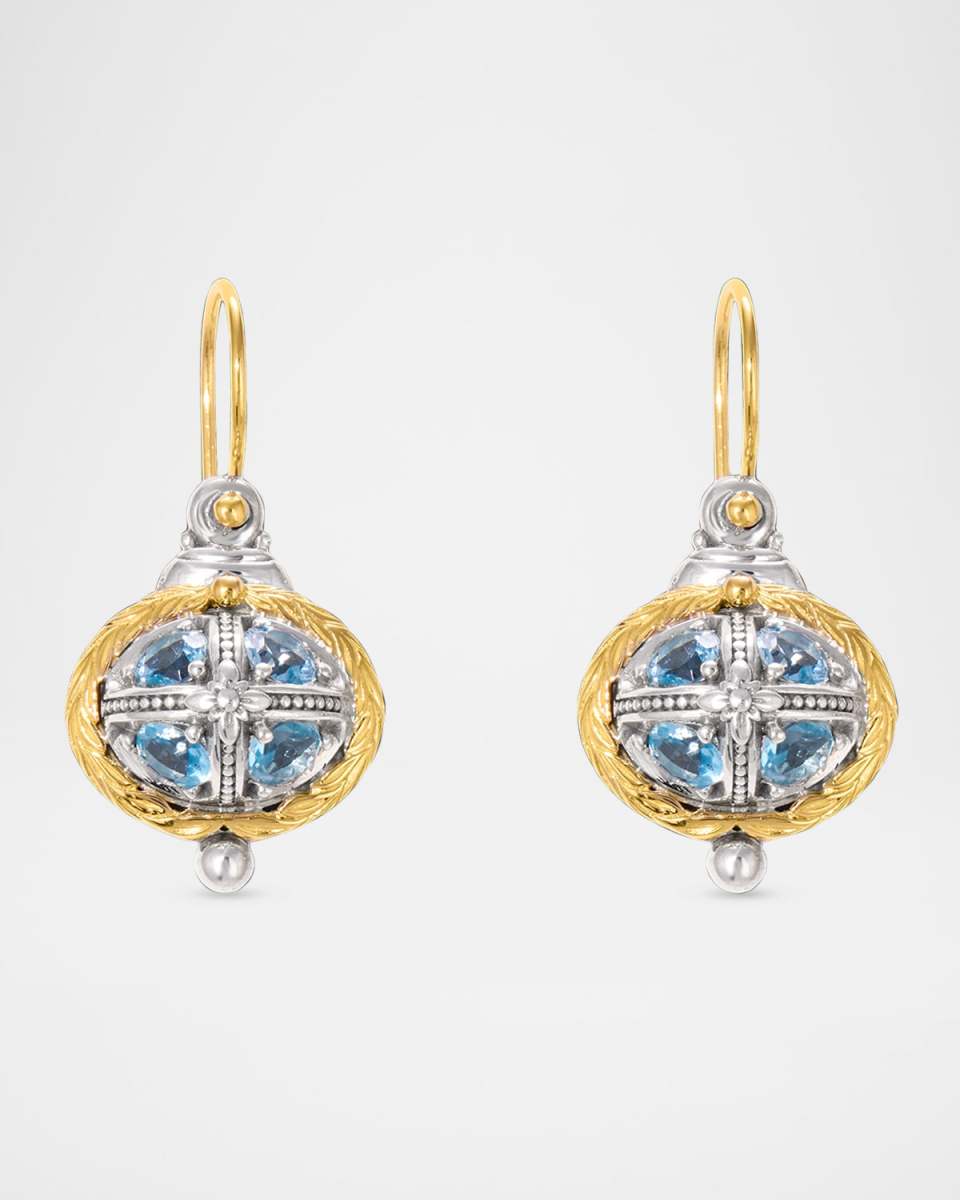 Kyma Silver and Gold Sky Blue Topaz Earrings